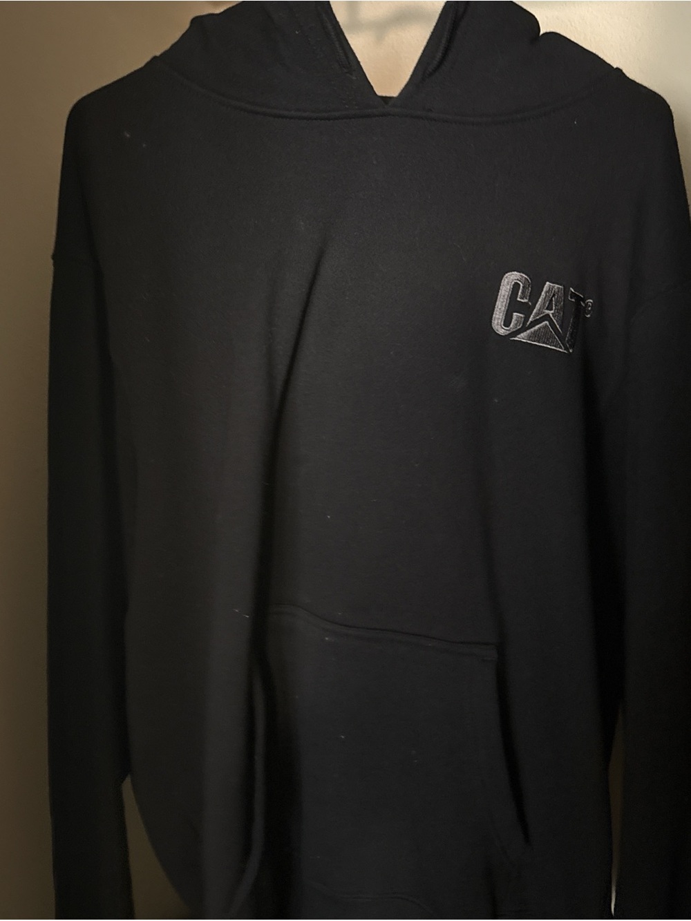 CAT Men's Black Crewneck Hoodie with Logo